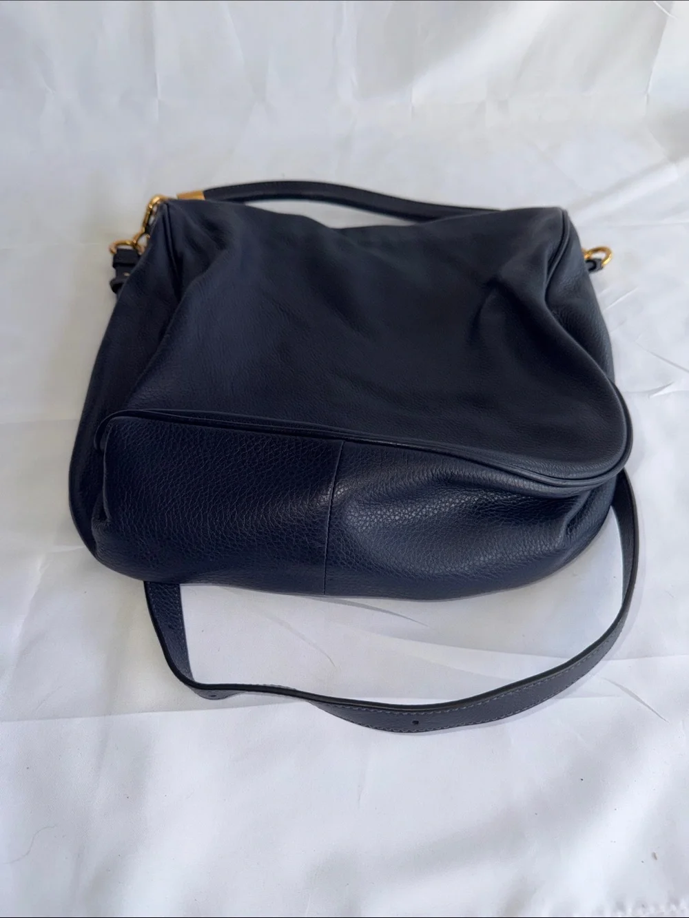 Marc by Marc Jacobs Navy Leather Crossbody Hobo with Gold Hardware